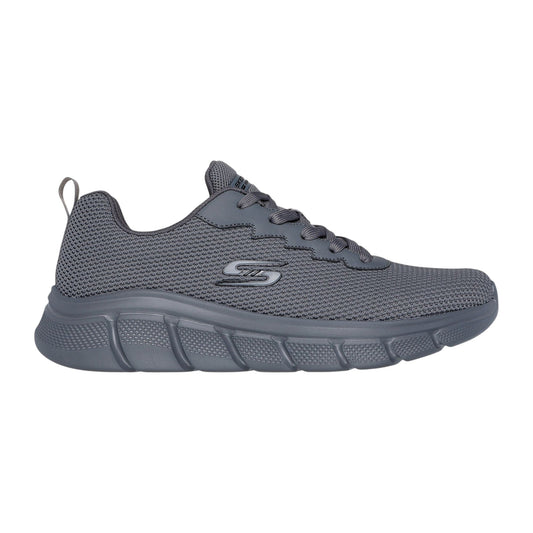 Sneakers uomo Skechers BOBS B Flex Chill Edge grigio vista laterale con tomaia flessibile e design casual moderno