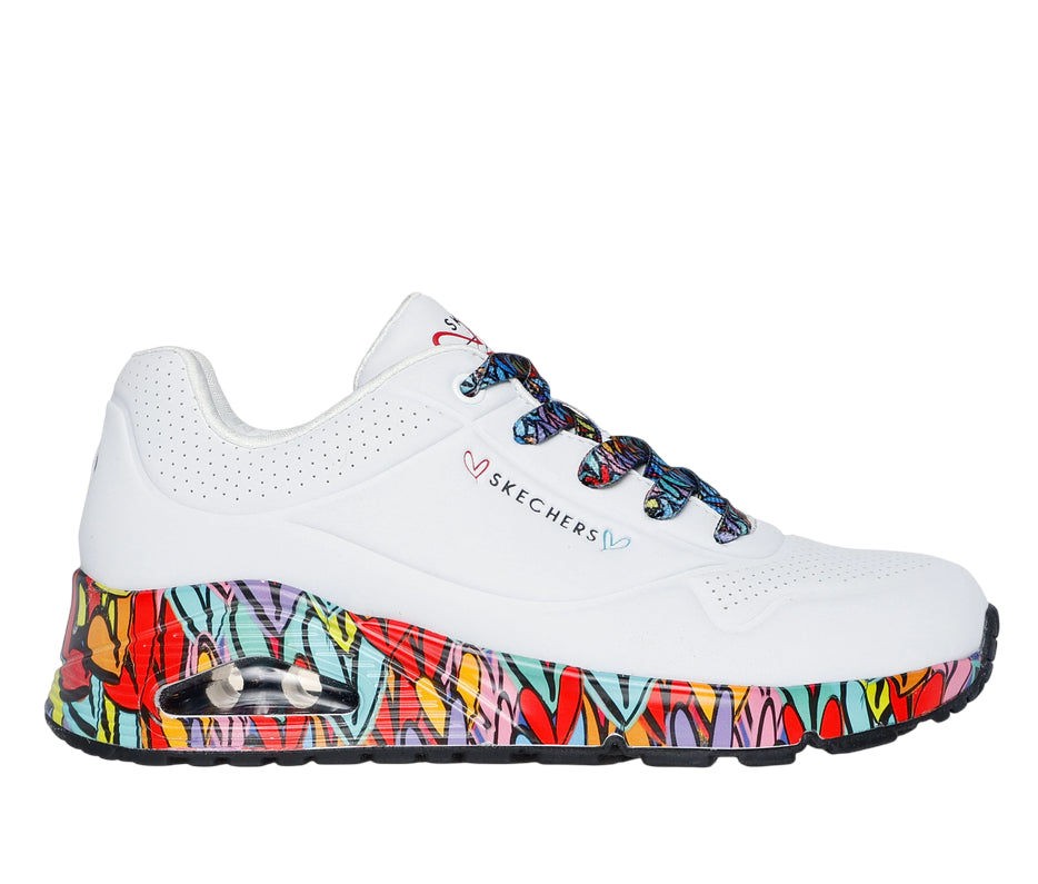 Skechers scarpa sneakers donna JGoldcrown Uno Loving Love 155506/WMLT bianco