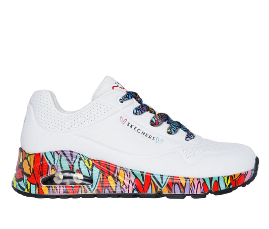 Skechers scarpa sneakers donna JGoldcrown Uno Loving Love 155506/WMLT bianco