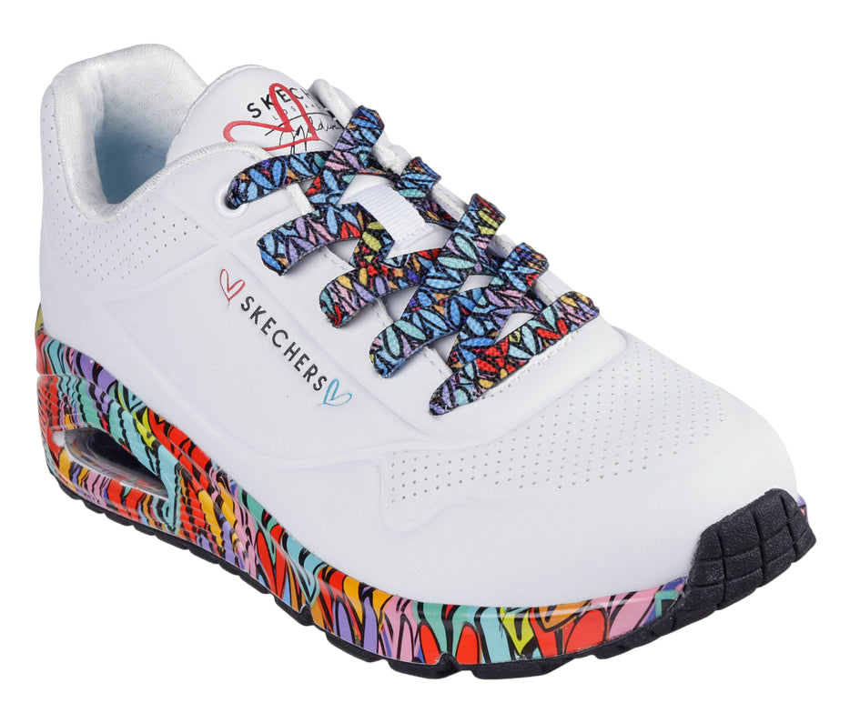 Skechers scarpa sneakers donna JGoldcrown Uno Loving Love 155506/WMLT bianco - 3/4