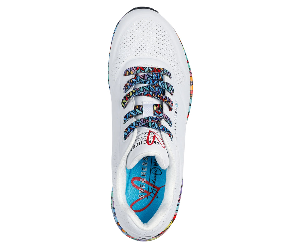 Skechers scarpa sneakers donna JGoldcrown Uno Loving Love 155506/WMLT bianco- alto