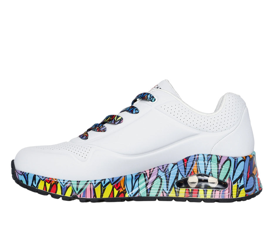Skechers scarpa sneakers donna JGoldcrown Uno Loving Love 155506/WMLT bianco - laterale