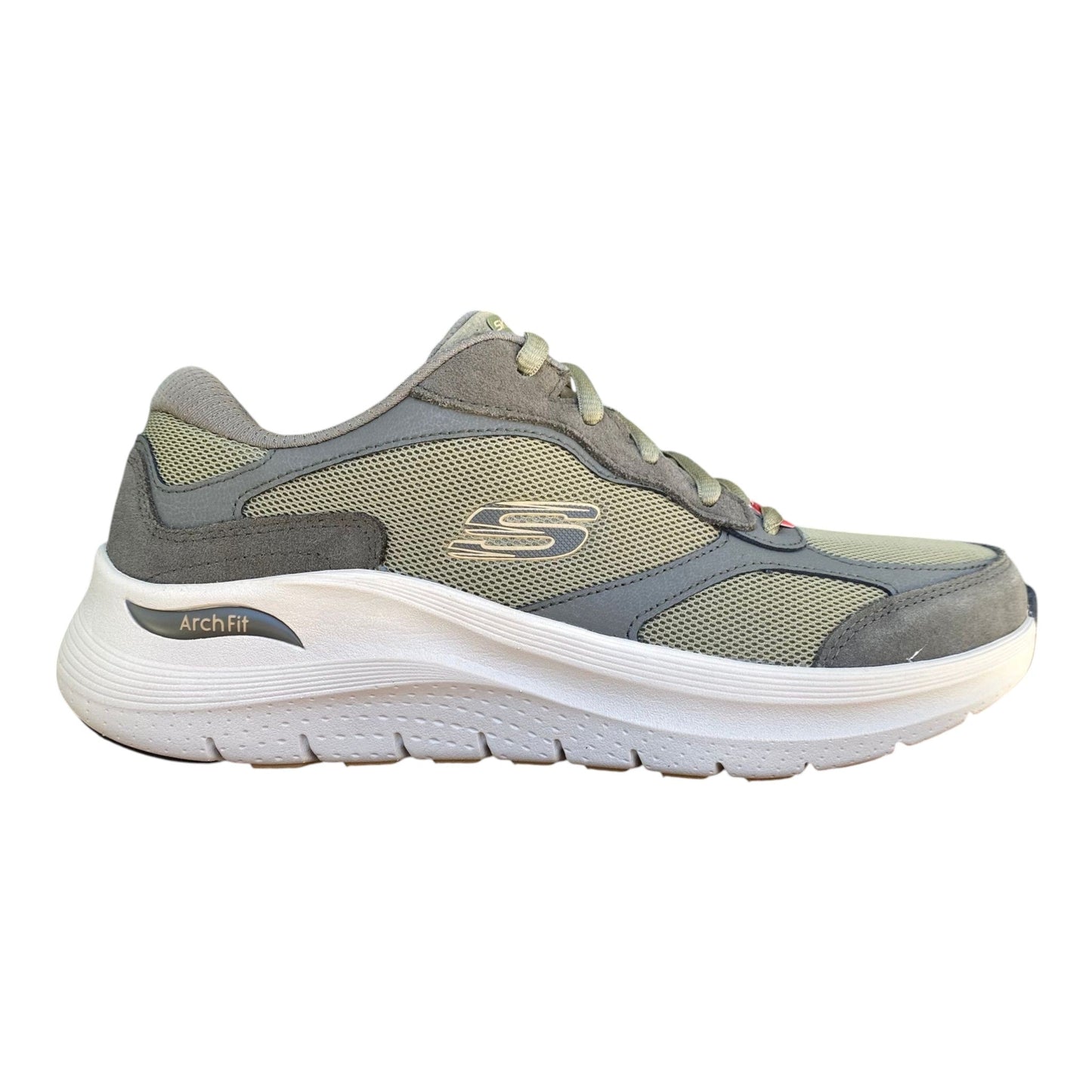 Skechers scarpa uomo Arch Fit 2.0 The Keep 232702/OLV oliva tomaia traspirante con dettagli in pelle e suola