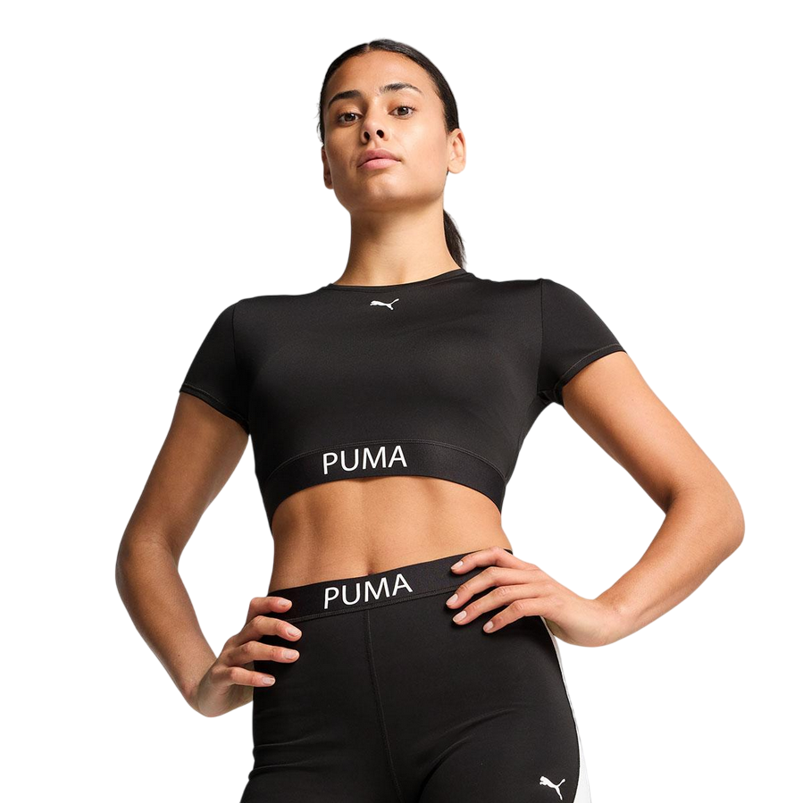 Sportiamo_Puma maglietta cropped a maniche corte da donna Strong 526805-01 nero