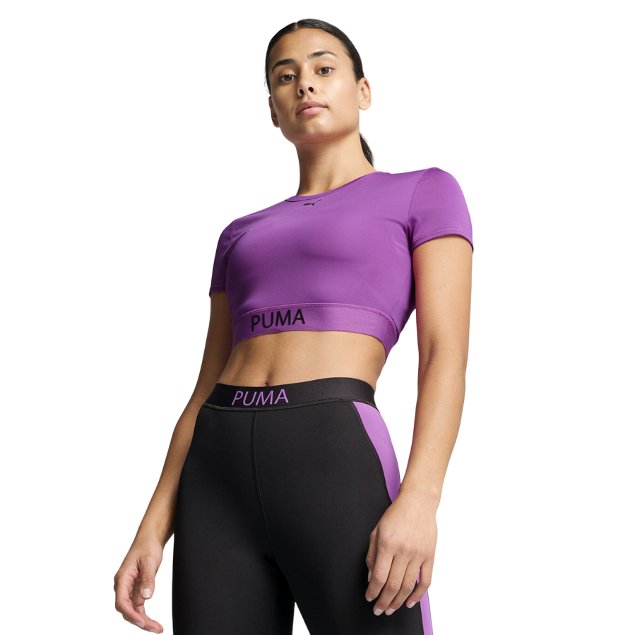 Sportiamo_Puma maglietta cropped a maniche corte da donna Strong 526805-89 bacca