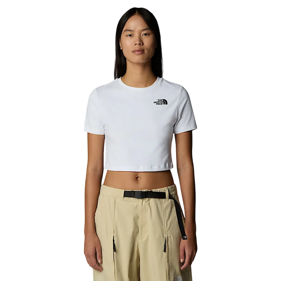 Sportiamo_The North Face maglietta manica corta da donna essential cropped NF0A55AOFN4 bianco