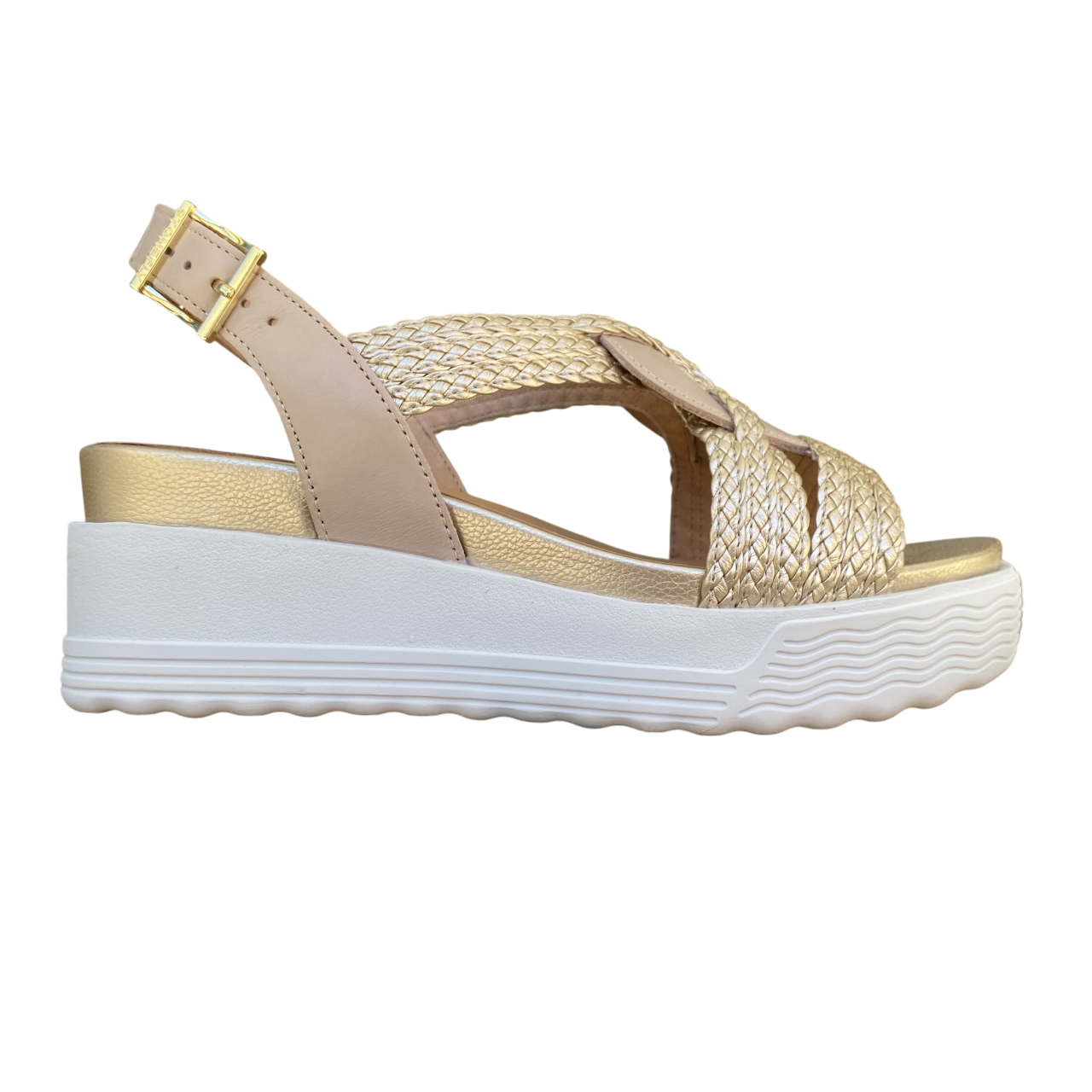 Stonefly sandalo da donna con tomaia intrecciata con zeppa PARKY 24 220895-BUK oro