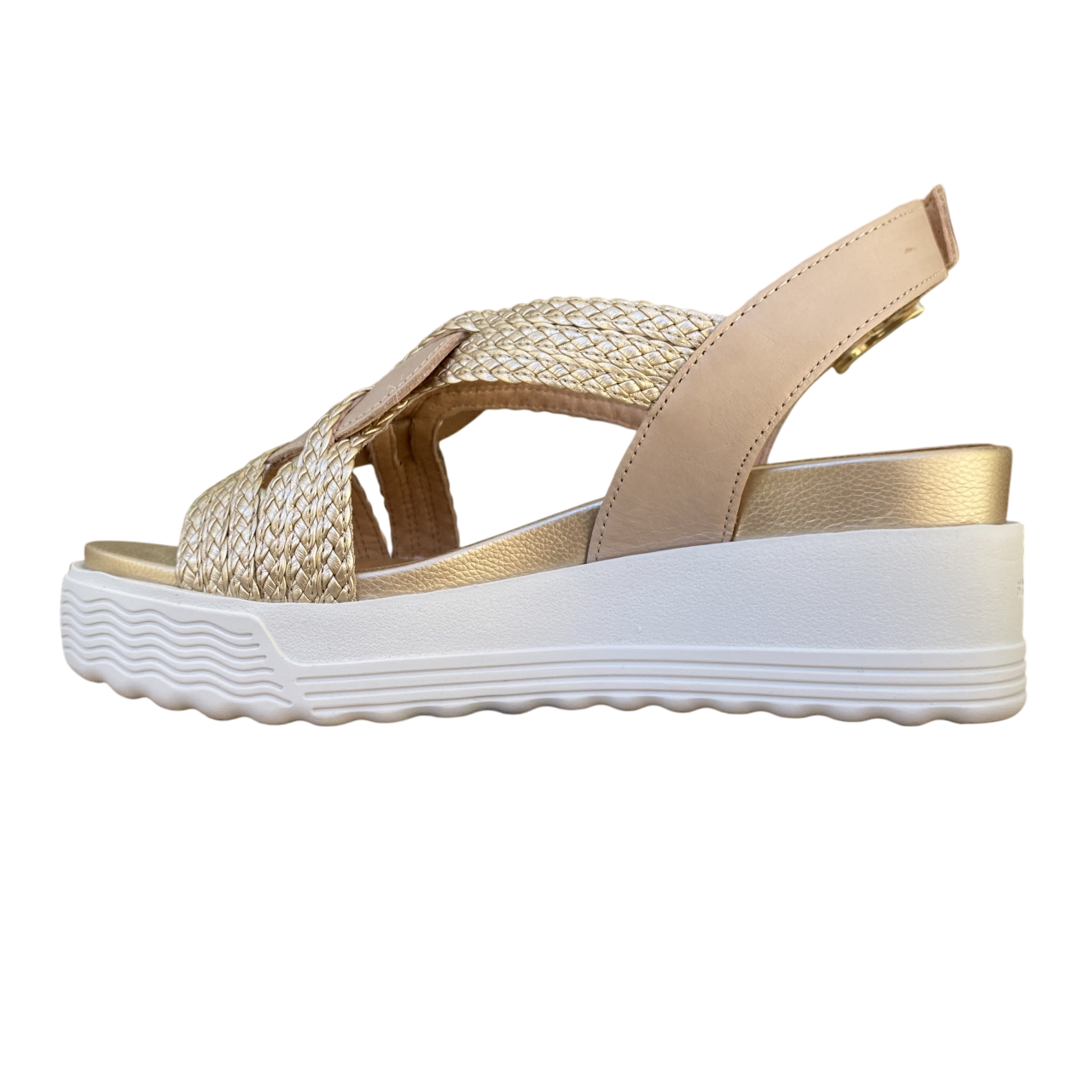 Stonefly sandalo da donna con tomaia intrecciata con zeppa PARKY 24 220895-BUK oro