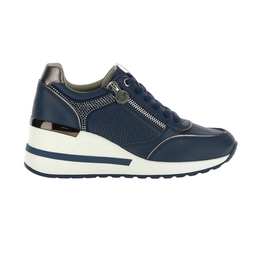 Stonefly scarpa sneakers da donna Mina nappa 222494 144 blu - Profilo Laterale Esterno