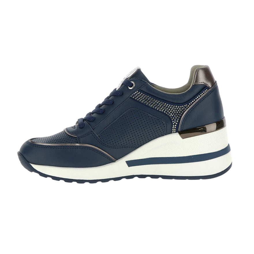 Stonefly scarpa sneakers da donna Mina nappa 222494 144 blu - Profilo Laterale Interno