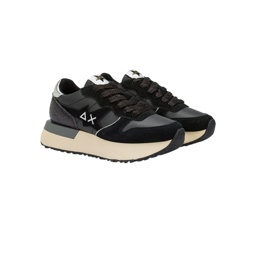 Sun68 – Sneaker Big Stargirl Donna Z45222 11 Nero | Stile Running Glitter Urban, Comfort e Dettagli Laminati