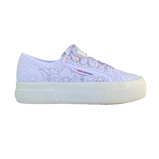 Superga scarpa sneakers da donna 2740 S2136QW A0A flower macrame bianco