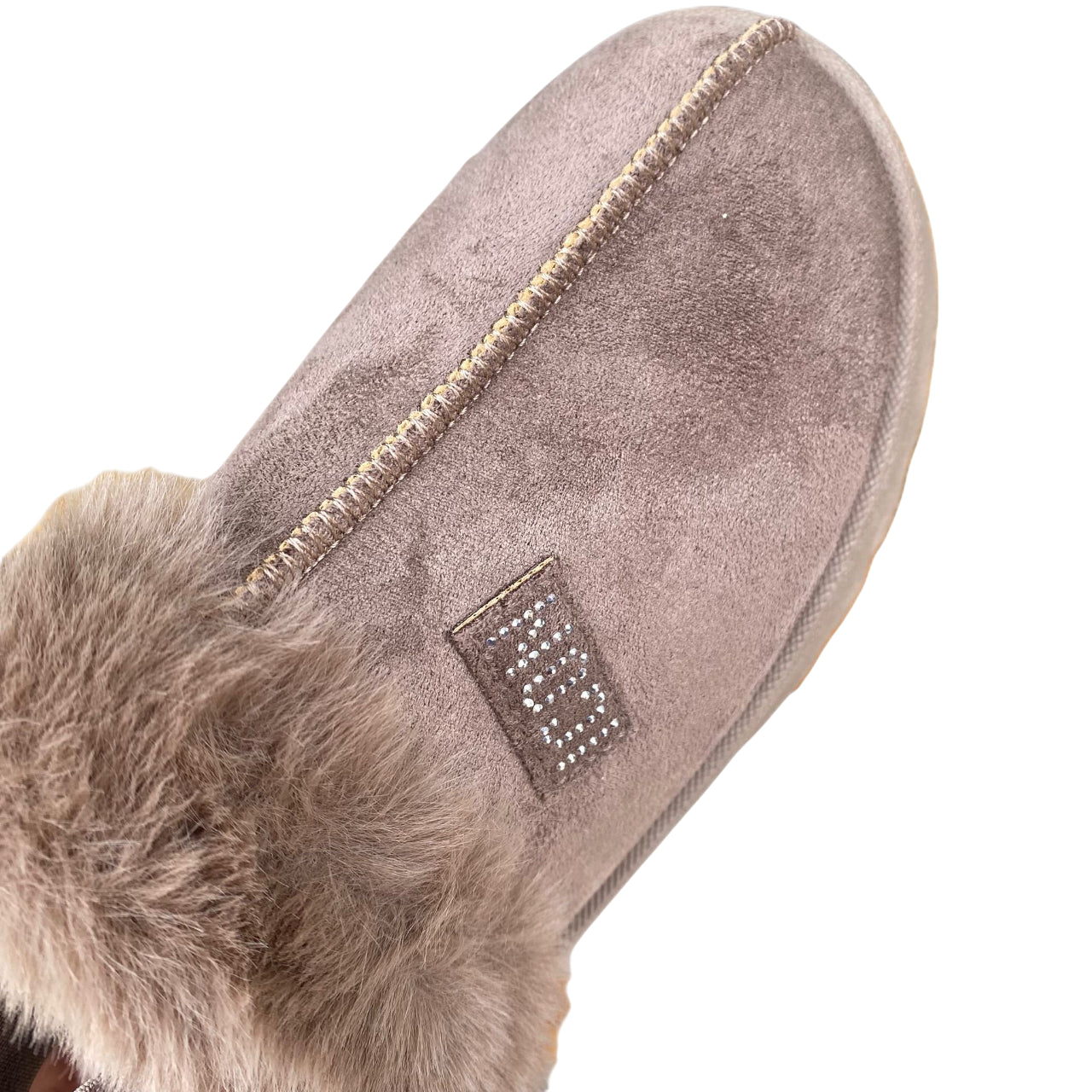 Sabot Icon donna IC04679SD tortora, platform 4cm, nabuk e logo brillantinato. Comfort, stile.