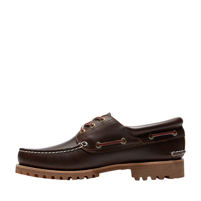 Timberland® Authentic 3-Eye Lug Handsewn Marrone TB030003214 - Scarpe da Barca Uomo laterale interna