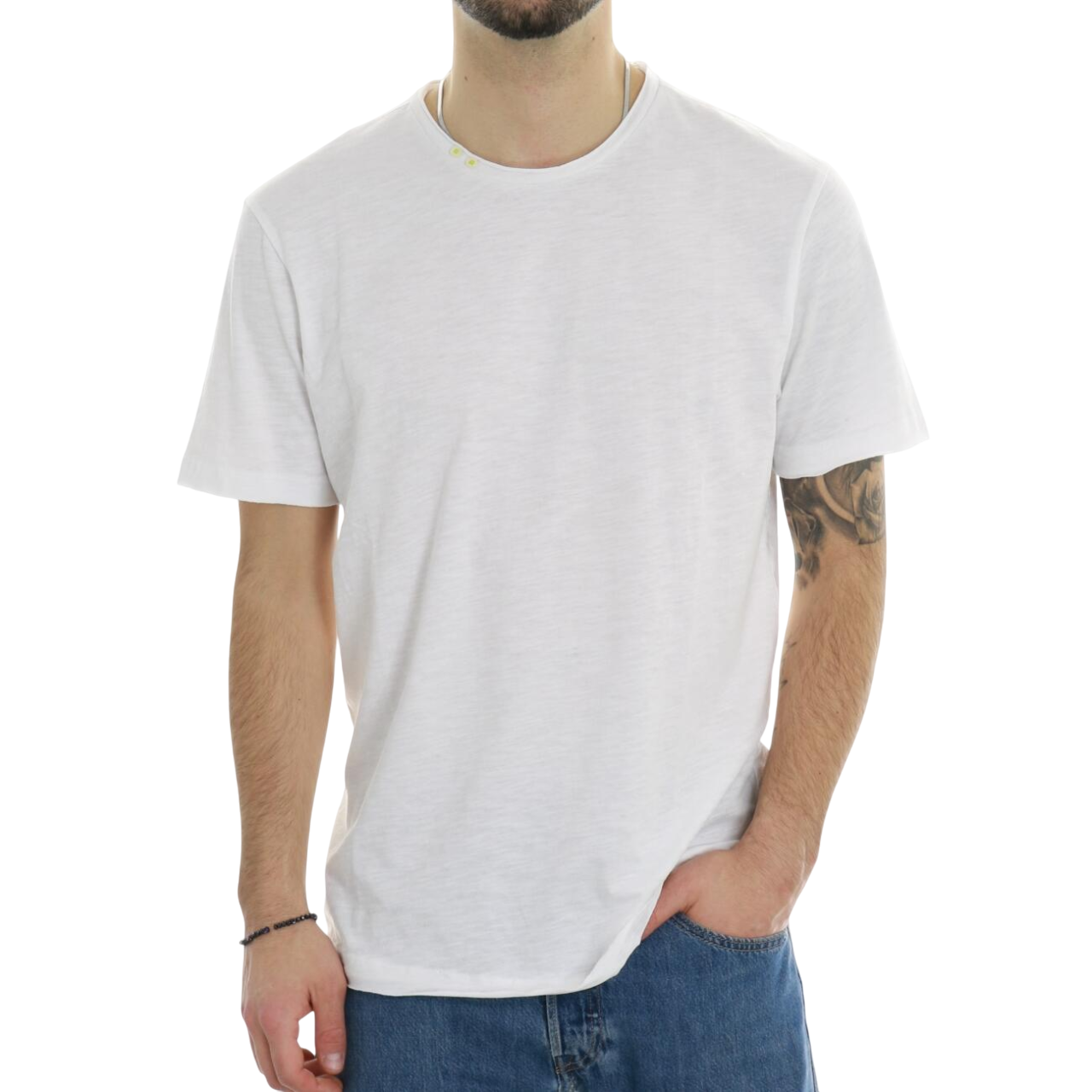 Trez maglia manica corta in cotone fiammato TOPO6-JSB3 M49044 101 bianco