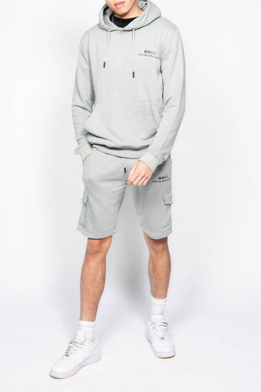 Tuta Sportiva Uomo con Cappuccio e Pantaloncini Stampati - Salvia