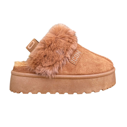 Sabot Icon donna IC04679SD biscotto, platform 4cm, nabuk e logo brillantinato. Comfort, stile.