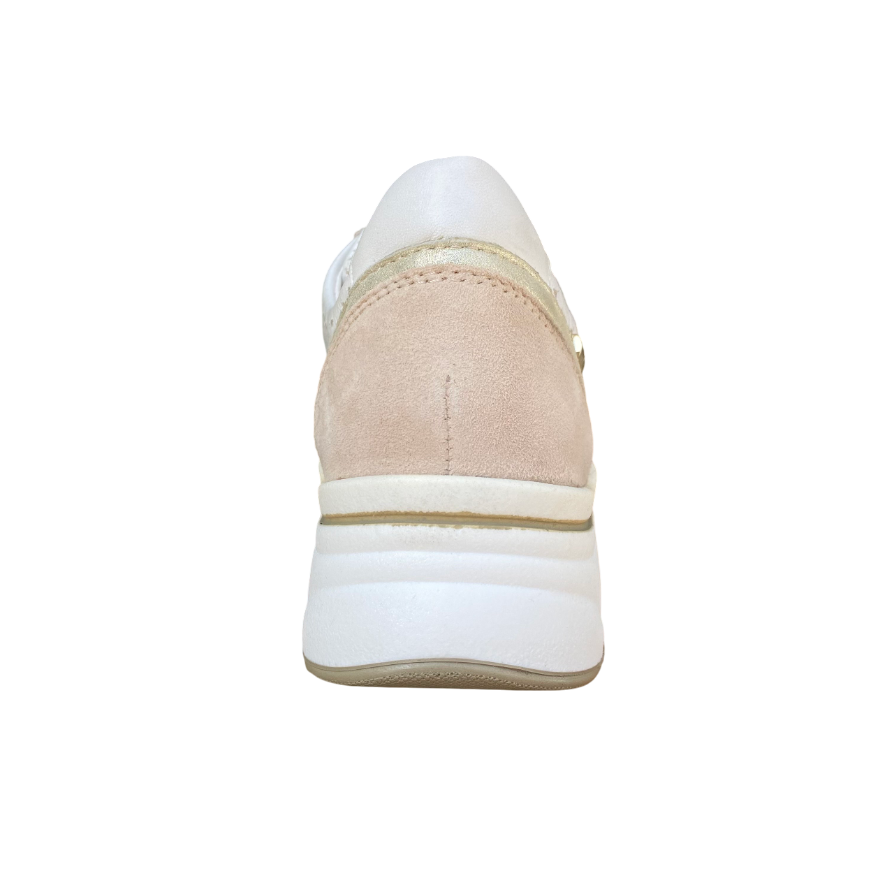 Valleverde scarpa sneakers da donna con laccio e zip 36061 bianco-oro