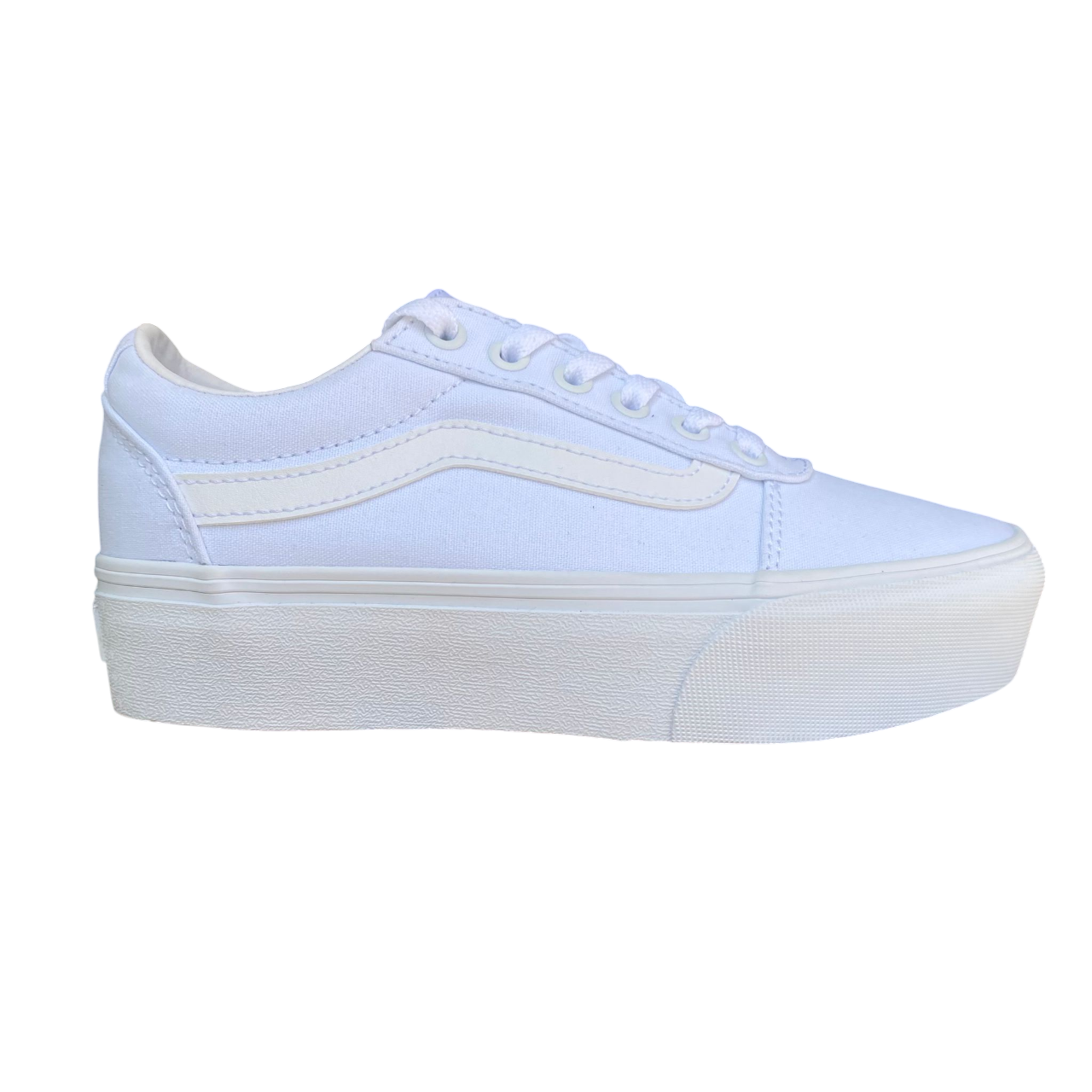 Sneakers Vans Ward Platform bianche in canvas con suola rialzata, modello VN0A3TLC0RG1 per donna