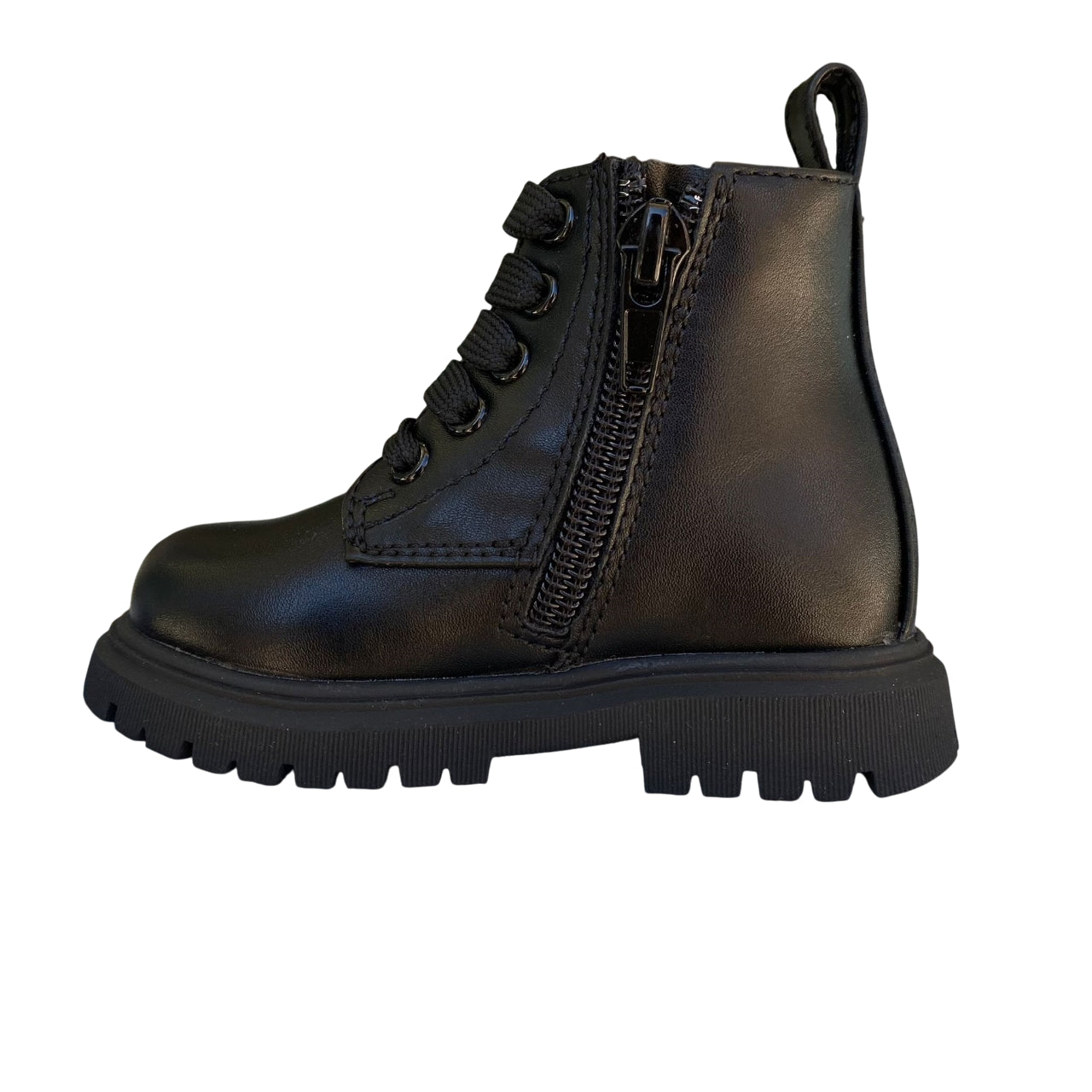 Vista laterale interna stivaletto Cult bambino nero con cerniera pratica e comfort superiore