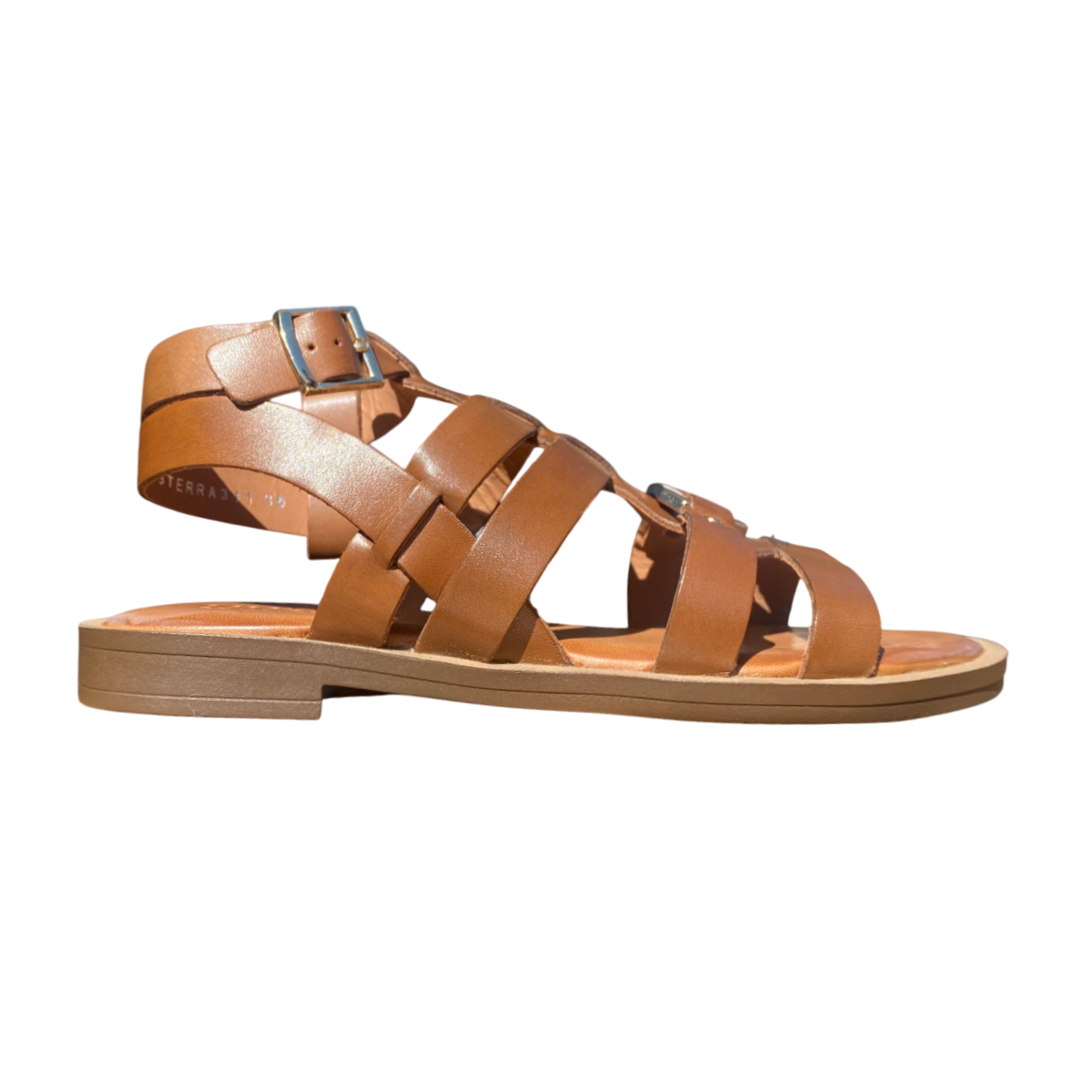 Sandalo da donna Vueva WD-425R25 311 cognac con tacco basso, vista laterale