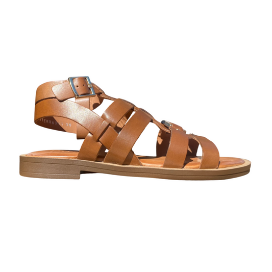 Sandalo da donna Vueva WD-425R25 311 cognac con tacco basso, vista laterale