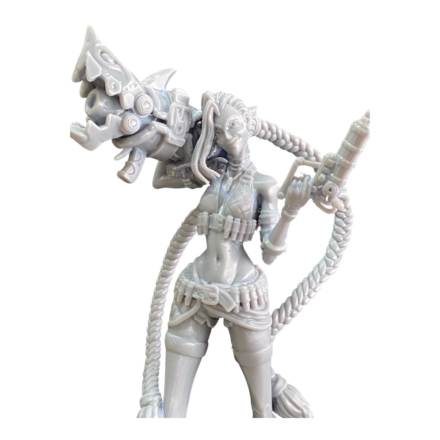 Action Figure Jinx League of Legends - Statua in Resina Premium con Base 20x15cm