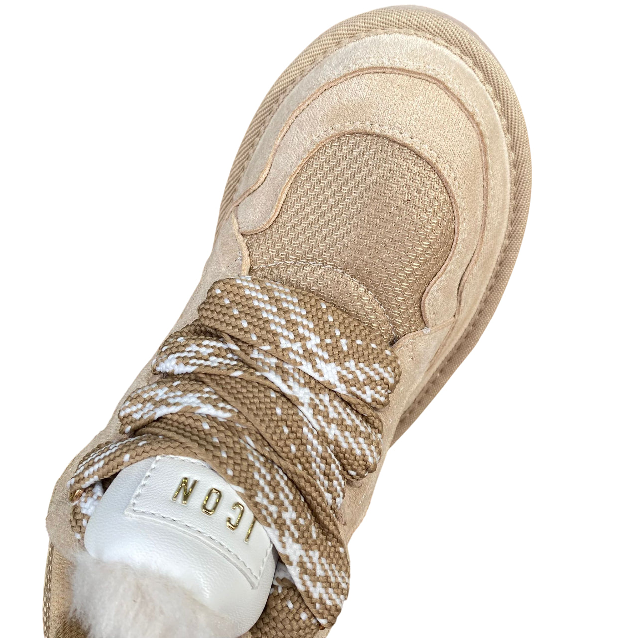 Scarpa Icon donna IC05330SD Beige, eco-pelle e pelliccia interna. Sneakers calde, fondo antiscivolo