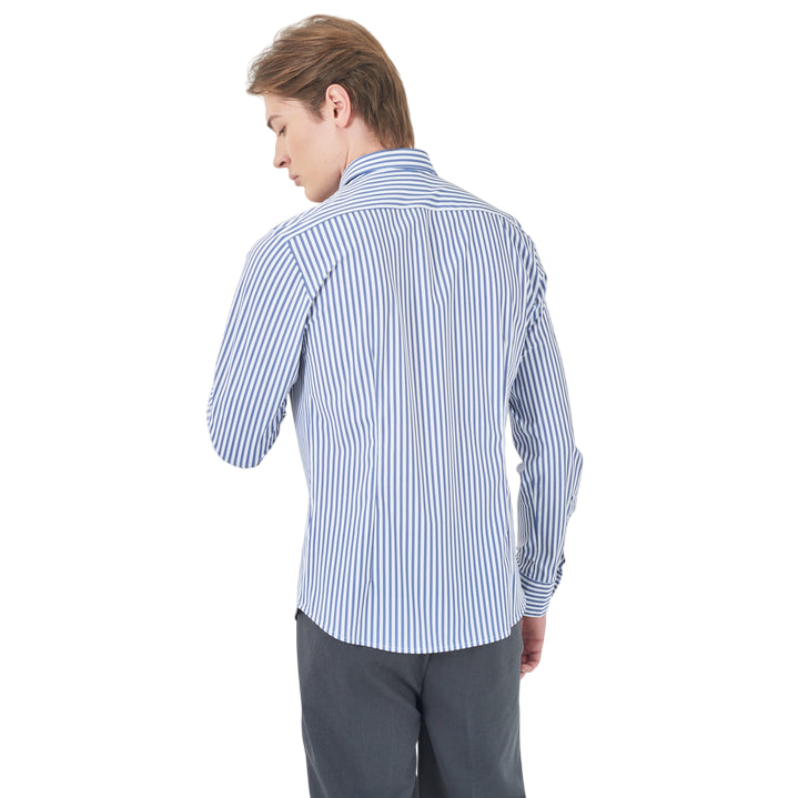 YES ZEE – Camicia Uomo a righe 0365 C809 Bianco-Blu