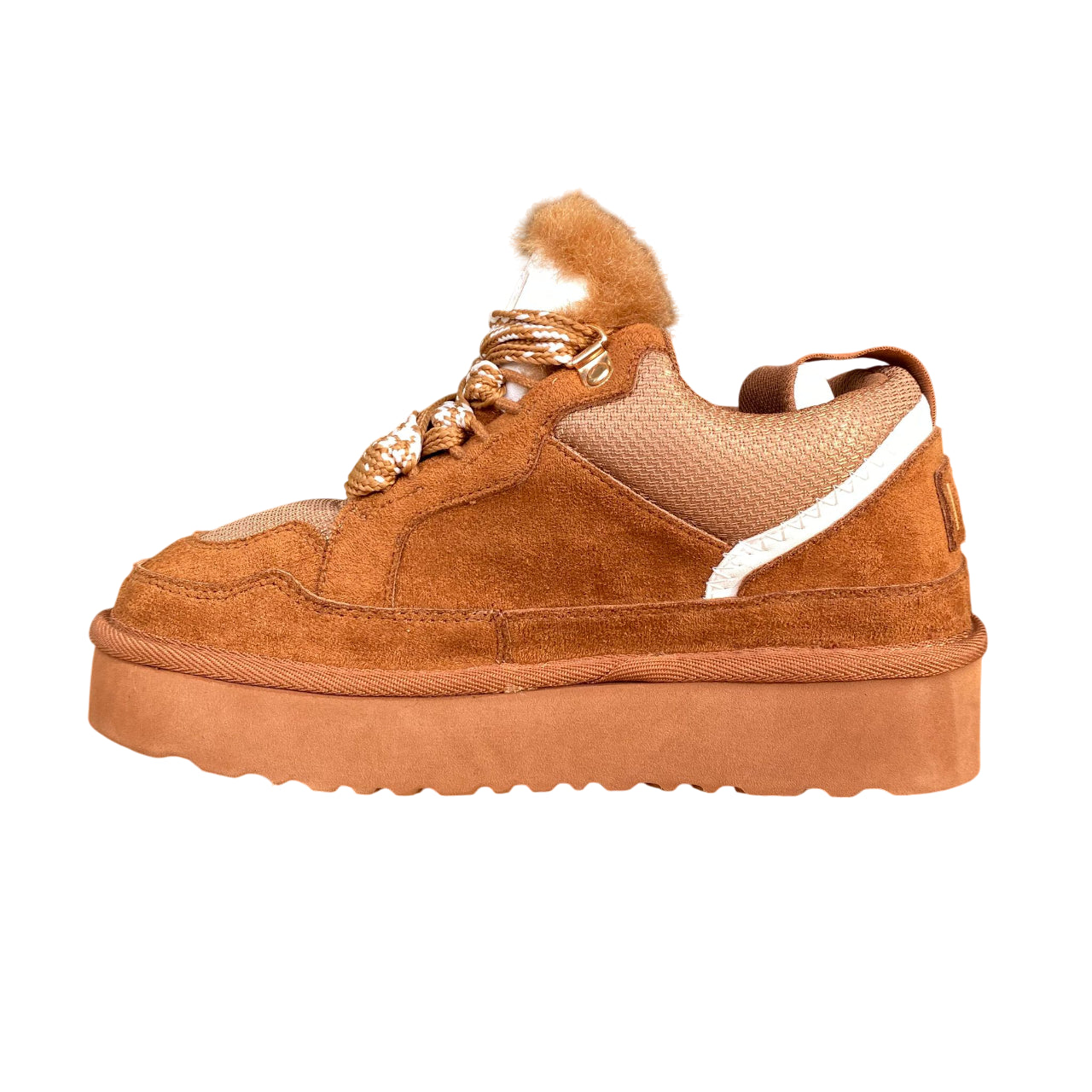 Scarpa Icon donna IC05330SD biscotto, eco-pelle e pelliccia interna. Sneakers calde, fondo antiscivolo