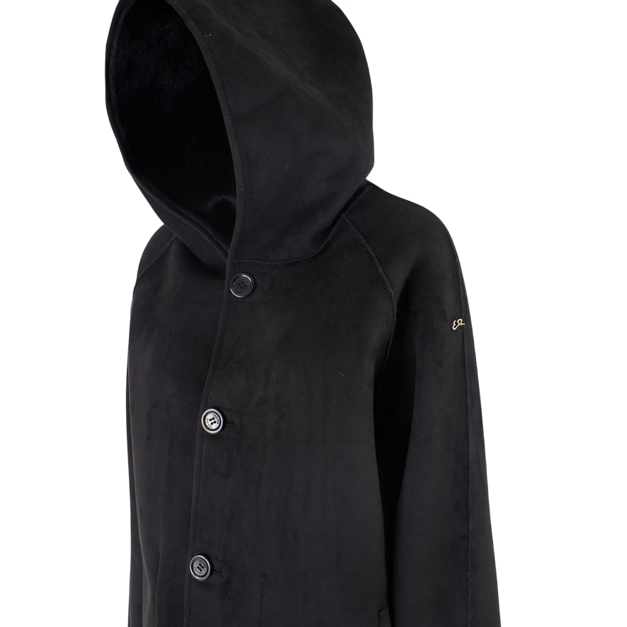 Yes Zee 1444 O026 0801 Nero - Cappotto reversibile donna ecopelliccia