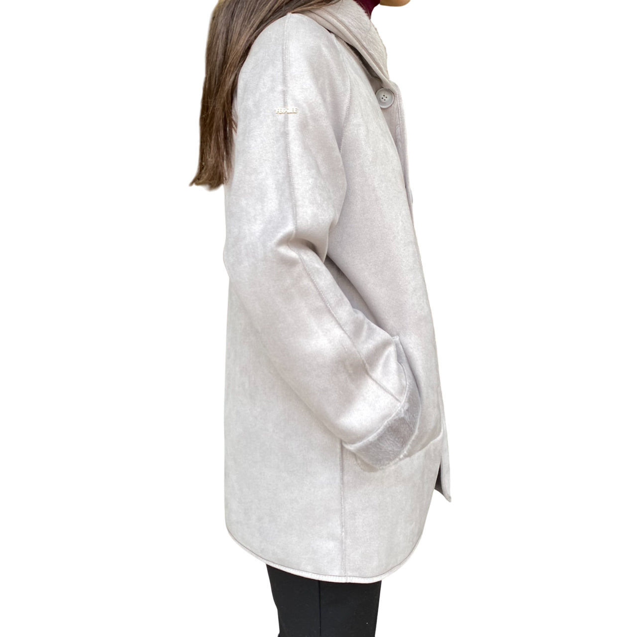 Yes Zee 1444 O026 0846 Grigio - Cappotto reversibile donna ecopelliccia