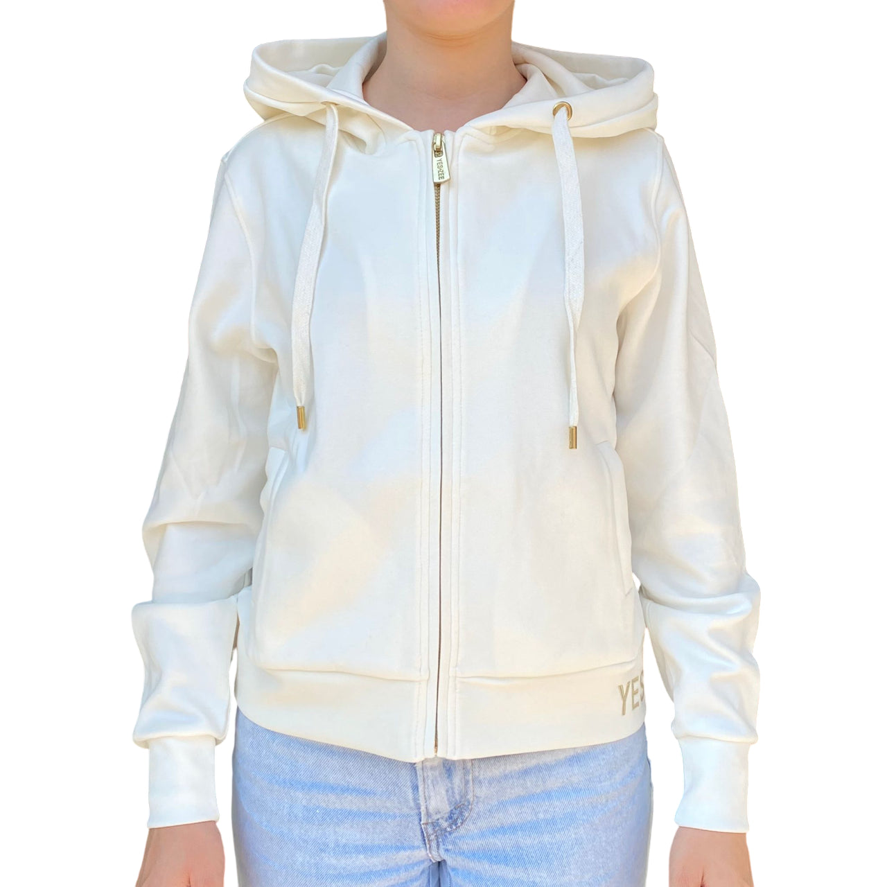 Yes Zee Felpa Donna Full zip In Punto Milano Cappuccio 1116 F001 0157 avorio