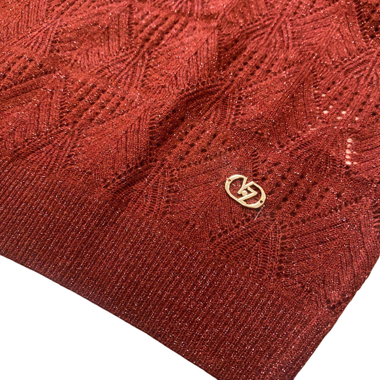 Yes Zee Maglia Donna Scollo V Glitter Lavorata 1398 M019 0580 rosso borgogna