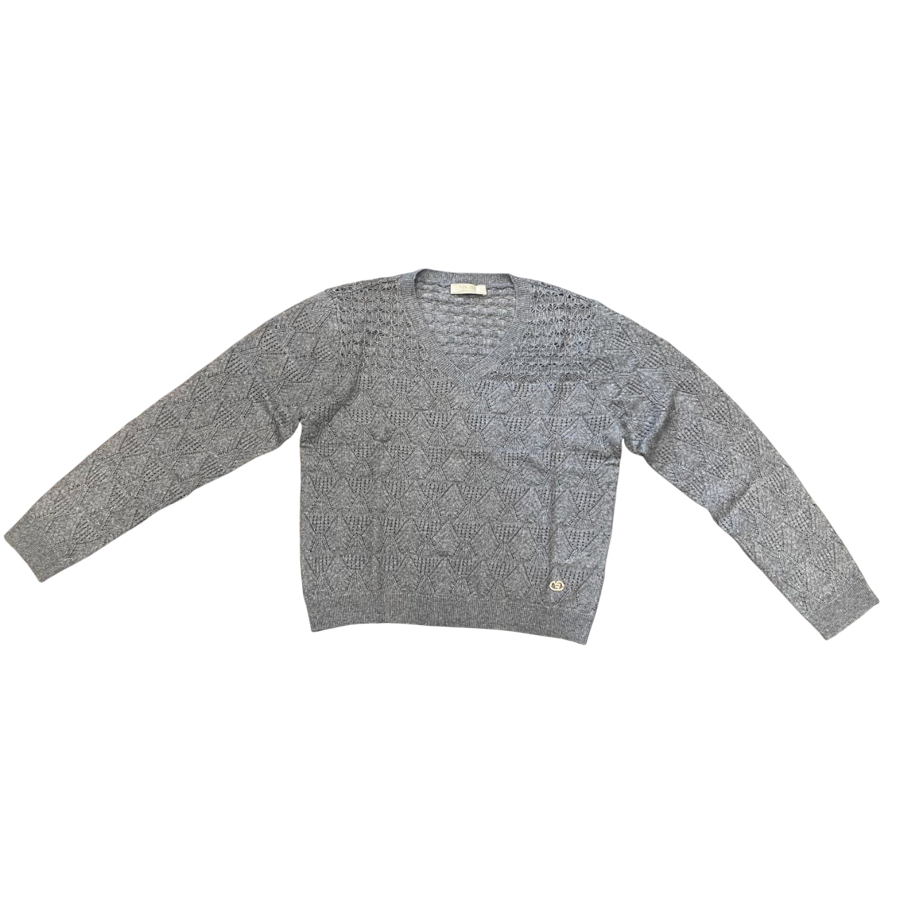 Yes Zee Maglia Donna Scollo V Glitter Lavorata 1398 M019 0809 grigio - Vista Frontale