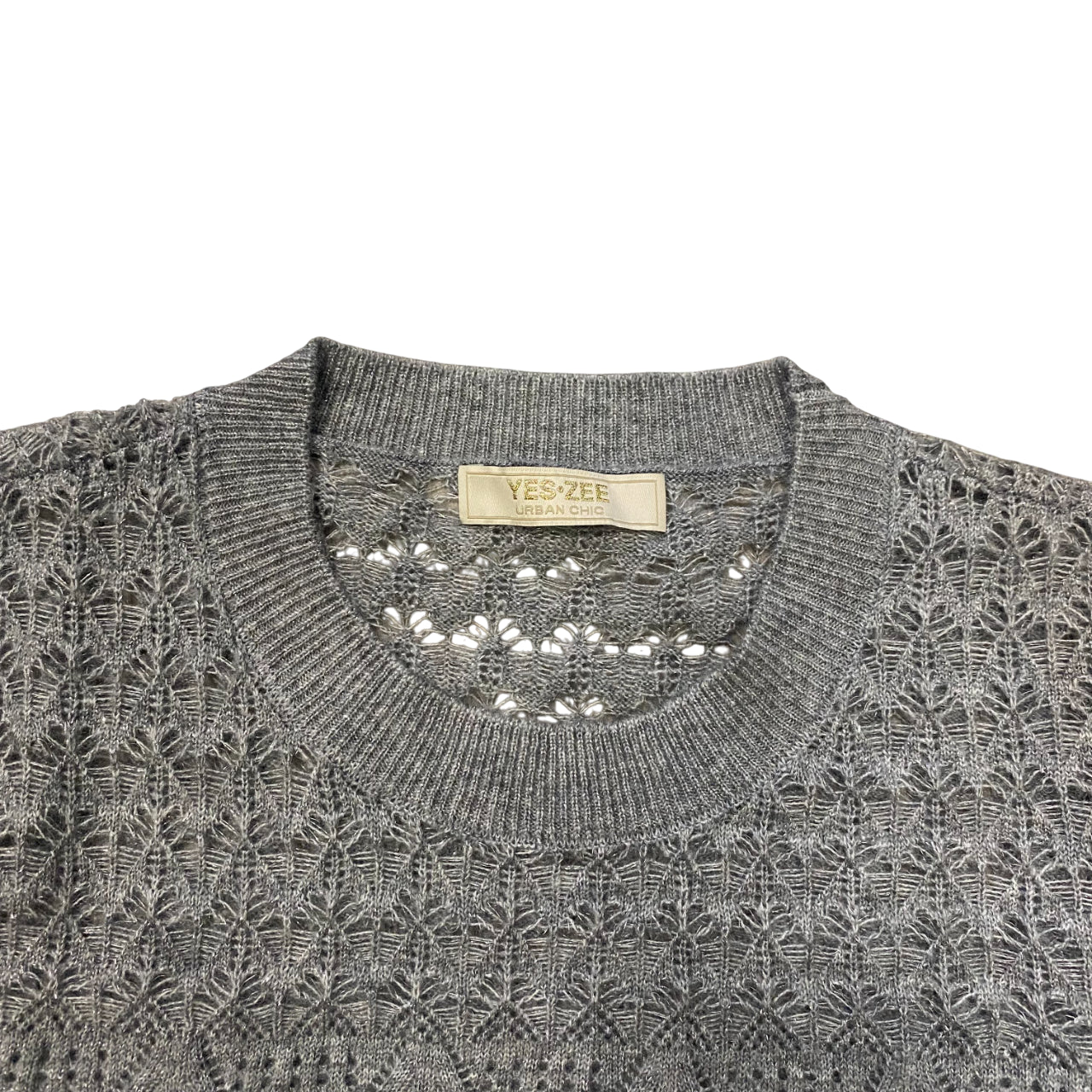 Yes Zee Maglia manica corta Donna Glitter Lavorata 1398 M019 grigio