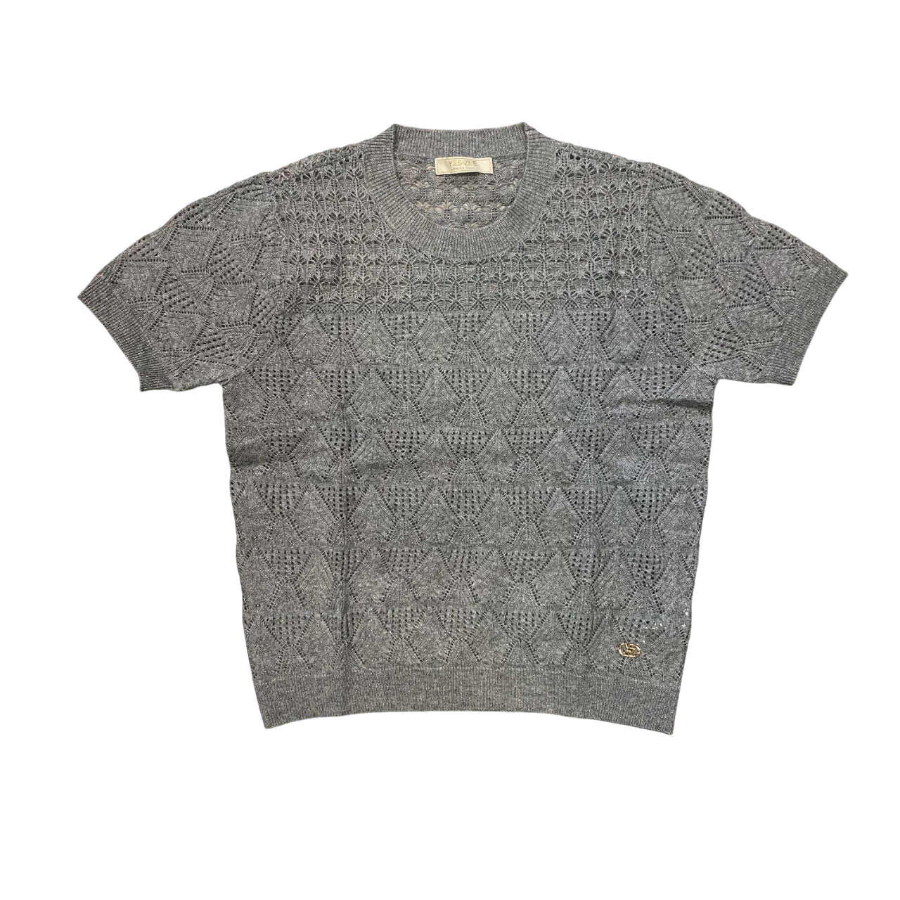 Yes Zee Maglia manica corta Donna Glitter Lavorata 1398 M019 grigio