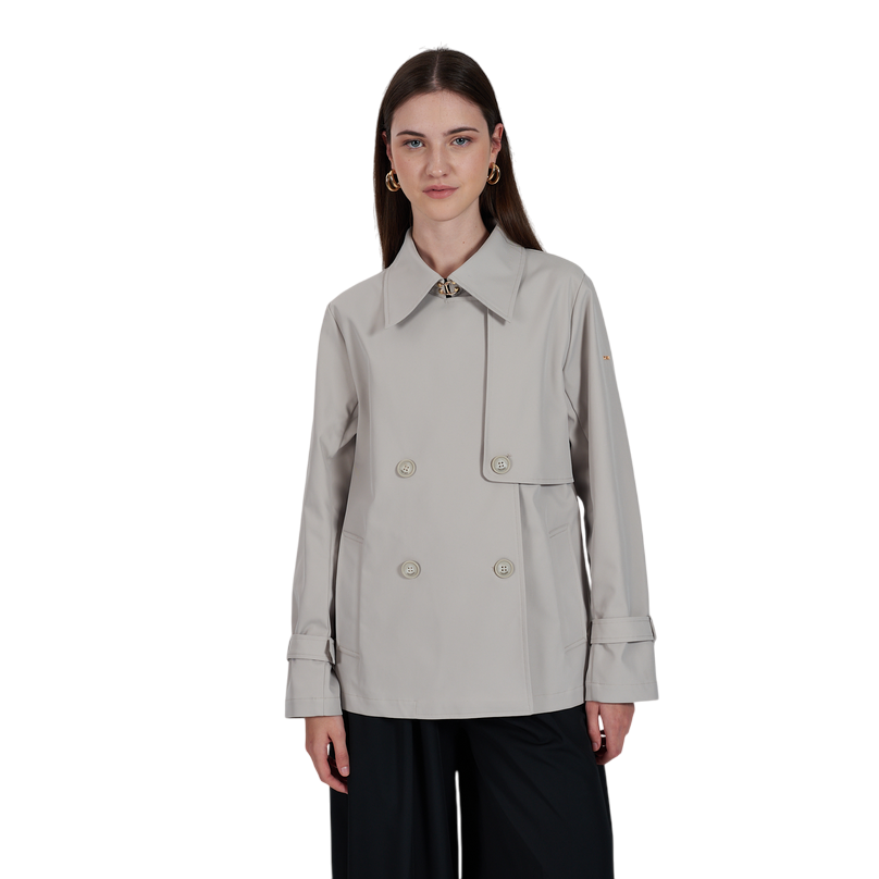 Yes Zee Trench doppiopetto corto da donna 1365 J406 KZ00 0899 grigio