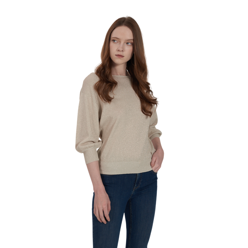 Yes Zee maglia manica lunga con lurex oro 1009 M415/LH00 0222 beige