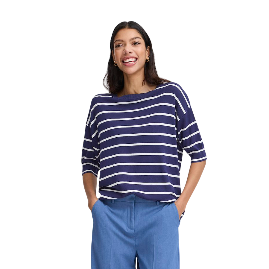 b young maglietta a righe con manica 3/4 da donna a righe Bymmorla 20814397 203993 blu-bianco