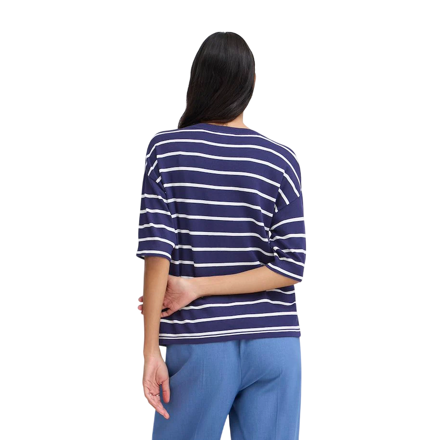 b young maglietta a righe con manica 3/4 da donna a righe Bymmorla 20814397 203993 blu-bianco