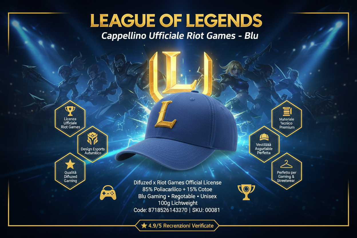 Cappellino League of Legends Esports Tournament Infografica