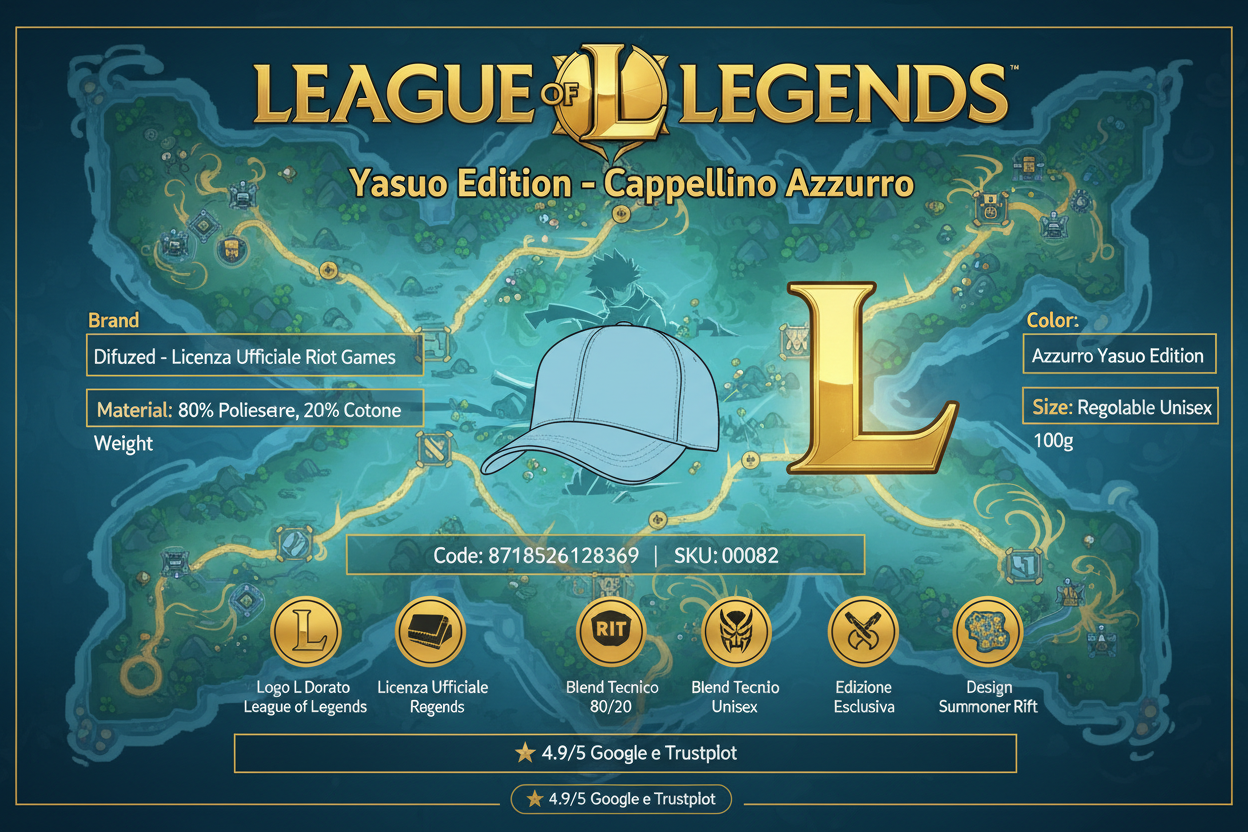 Cappellino Yasuo con Mappa e Logo L Dorato Infografica
