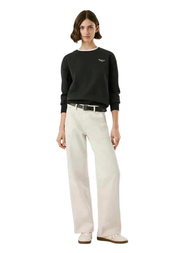 Pepe Jeans Felpa Donna BABI PL5800017 999 Nero - Felpa Girocollo Casual con Logo