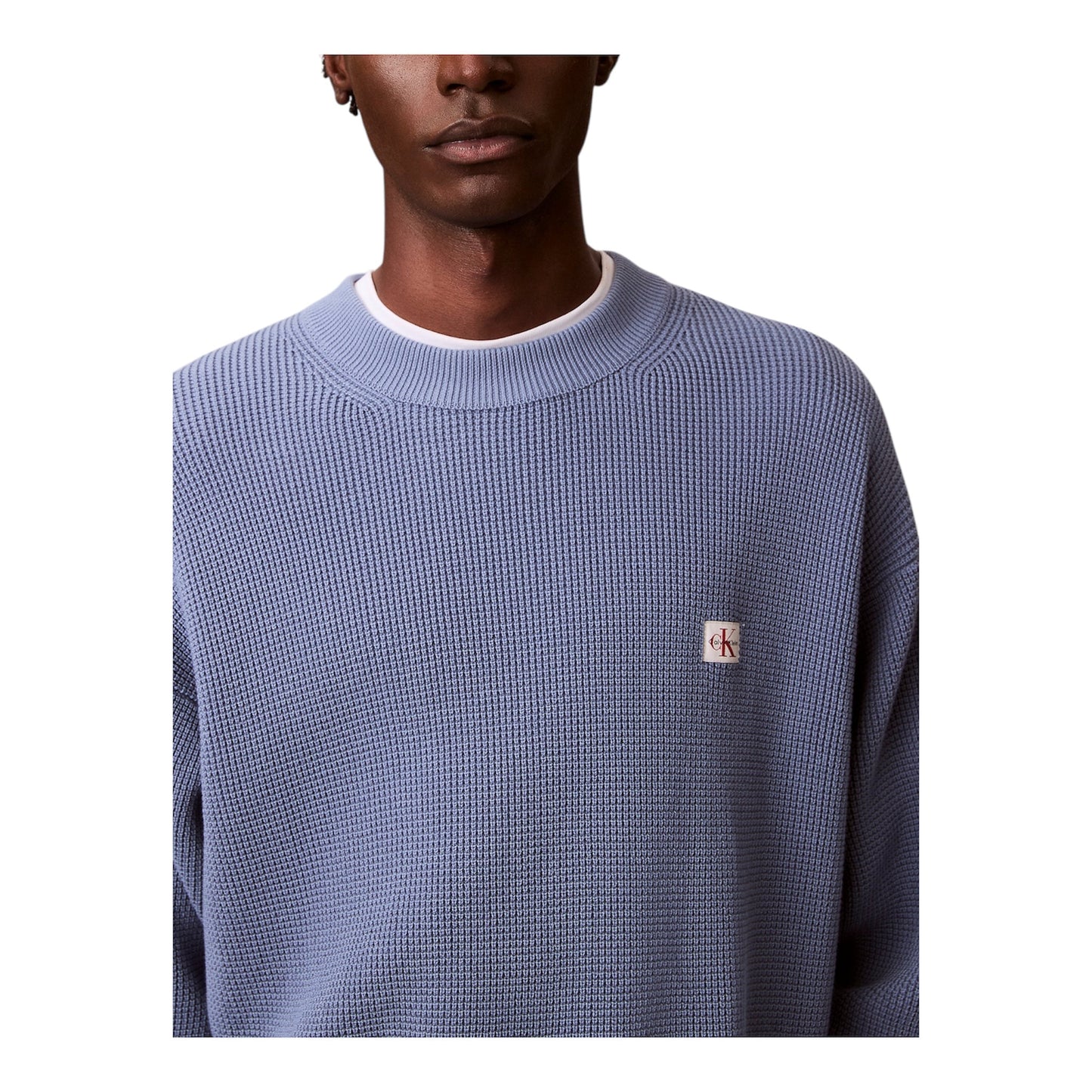 Calvin Klein maglia girocollo da uomo Waffle LV04RD313G C4I Celeste