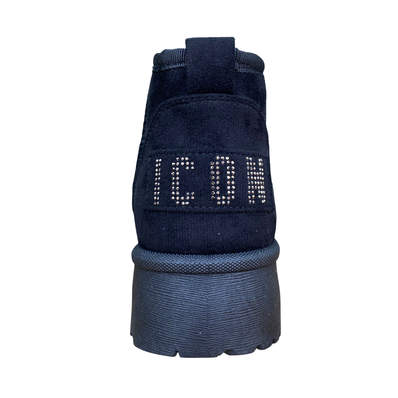 Icon Tronchetto donna IC04416SD nero, nabuk, pelliccia interna e logo brillantino.