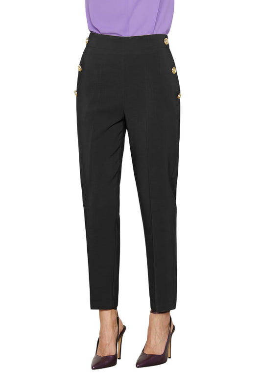 Relish – Pantalone Donna PUENSUM RDA2507006047 Nero | Vita Alta, Elastico, Stile Sartoriale e Comfort Moderno