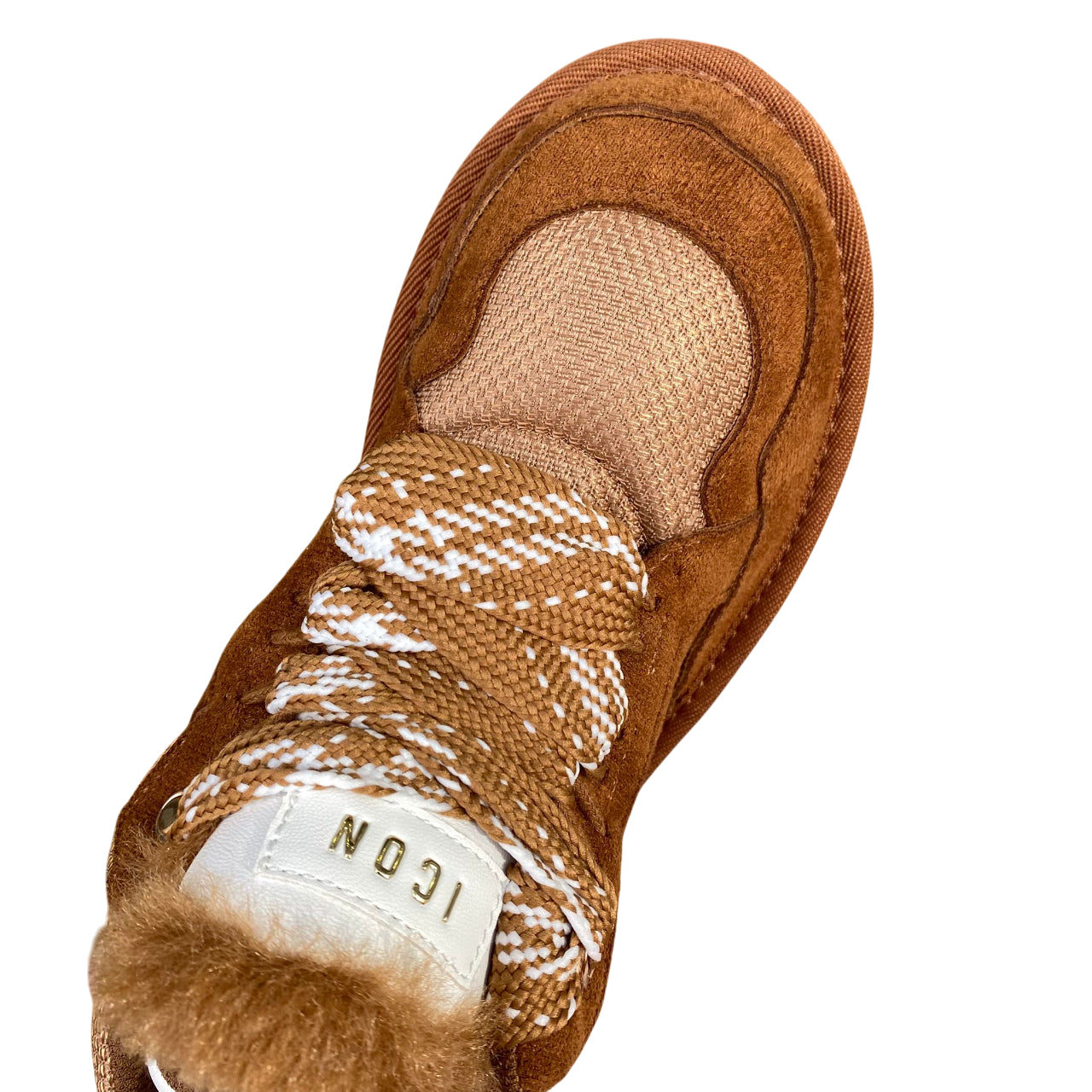 Scarpa Icon donna IC05330SD biscotto, eco-pelle e pelliccia interna. Sneakers calde, fondo antiscivolo