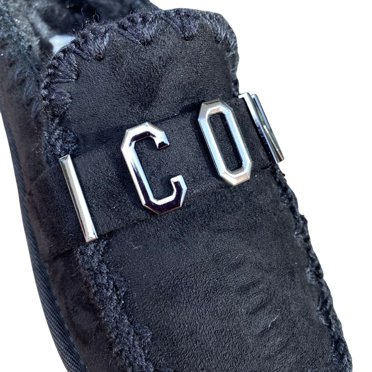 Icon Sabot mocassino donna IC05264SD nero, nabuk e pelliccia.