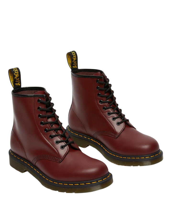 Dr. Martens – Stivale Stringato 1460 Mono 11822600 Rosso Ciliegia | Pelle Smooth, Icona Urban, Comfort Everyday